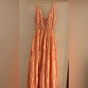 Floor length romantic open back bullish dress